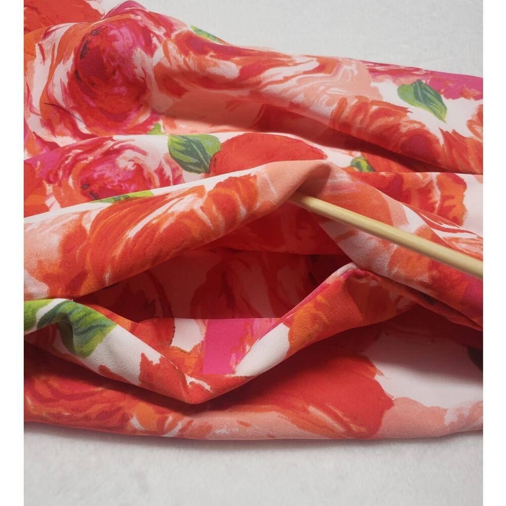 New York & Company Strapless Floral Romper L Rose Print Belted Pockets - Picture 7 of 14